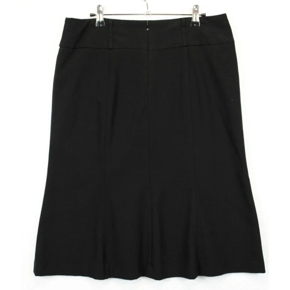 First Option Skirt Women 10 Knee Length Casual Zip Back Closure Fluted Hem Black